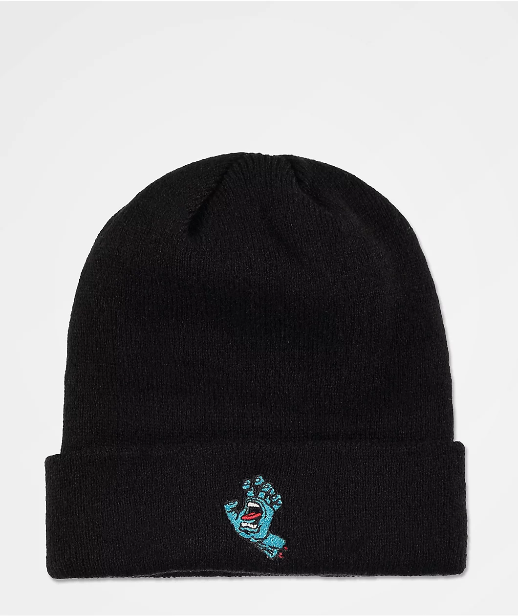 Black beanie with a screaming hand