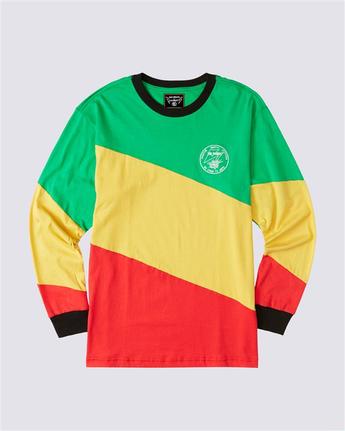 Rastafarian colors on a long sleeve shirt