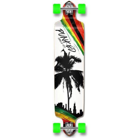 Longboard with a plam tree with Rastafarian colors