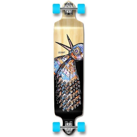 Longboard with an Artistic drawing of a bird