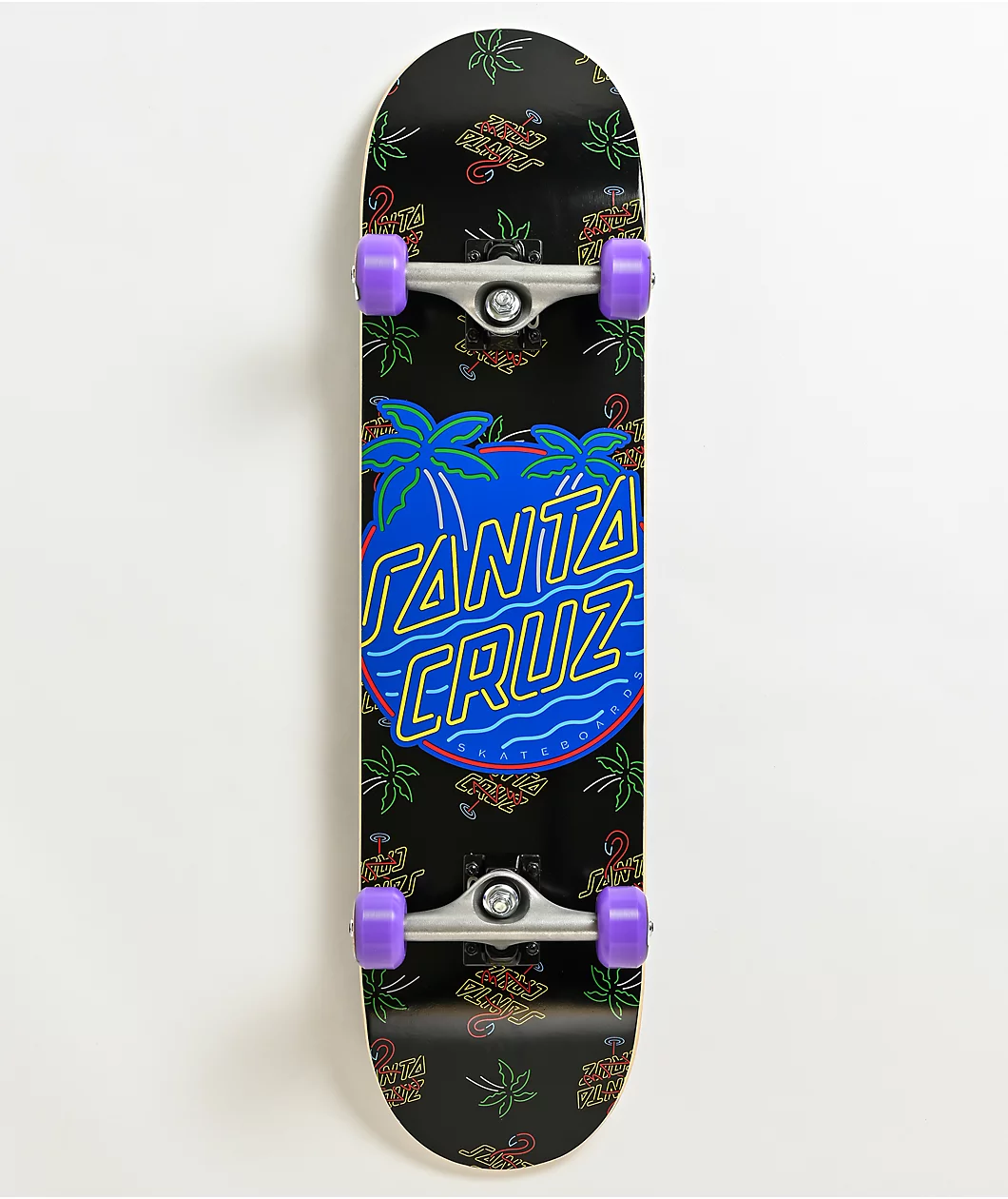 Plam trees blue glow skateboard