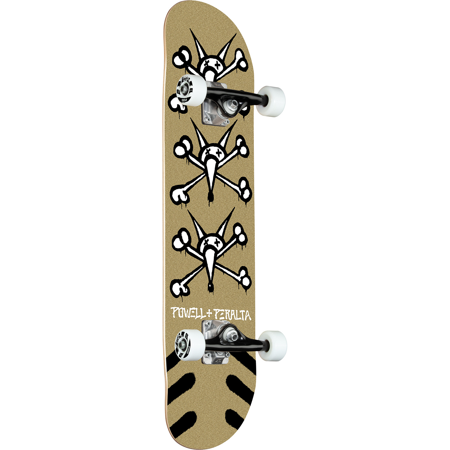 Tan skateboard with rat bones